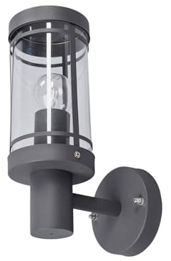 Lindby Edelstahl Wandlampe aussen, Aussenwandleuchte dunkelgrau spritzwassergeschützt IP44 1x E27 max. 60W ohne Leuchtmittel Aussenleuchte