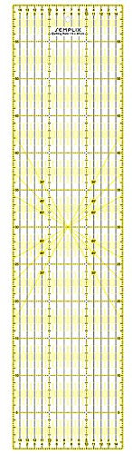 SEMPLIX Patchwork Quiltlineal mit Winkelfunktion für Quadrate, Streifen, Dreiecke (60 x 15 cm)