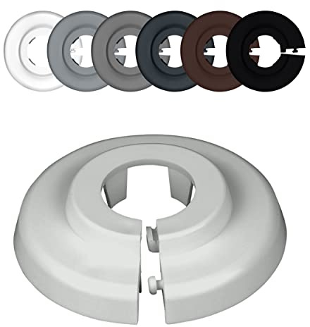 FUX Copri Tubi Termosifoni - 6 Rosette per Termosifone 15mm, Grigio chiaro (RAL 7035) - Copertura per Tubi Riscaldamento, Rosette Termosifoni, Accessori Termosifoni