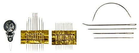 Needle Set, Hand Sewing Household Kit, Assorted Sizes, Various Types, Circular, Sailmakers, Packing, Crewel, Upholstery, Carpet, with Threader, 27 Pieces