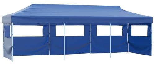 vidaXL Partyzelt 5 Wänden 3x9m Blau Pavillon Gartenzelt Faltzelt Festzelt Zelt