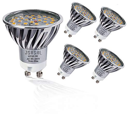 JSVSAL Paquete de 4 bombillas LED GU10 rojas, equivalente a bombillas halógenas de 50 W60 W, 5 W, entrada CA 100 V240 V, ángulo de haz de inundación de 120 grados, bombillas LED GU10 Mr16, no