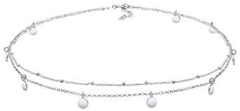 Elli Halskette Damen Choker Kugel Layer Look Plättchen 925 Silber