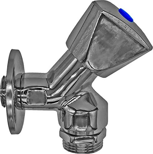 MegaHaustechnik Geräteventil 1/2 Zoll Außengewinde AG Wand Anschluss, Rohrbelüfter, Rückflussverhinderer, Abgang 3/4 Zoll Außengewinde Spülmaschine Waschmaschine Schrägsitzventil Geräte Wasserhahn