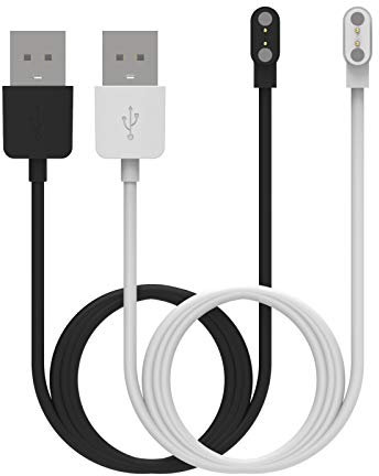RuenTech 2er-Pack Ladegerät für ID205L / ID205U / ID205S / ID216 Smartwatch Ladekabel Ladestation USB Ladestation Schnellladeleitung Schwarz Weiß Kabel Ladeständer Zubehör 80 cm (Black+White)