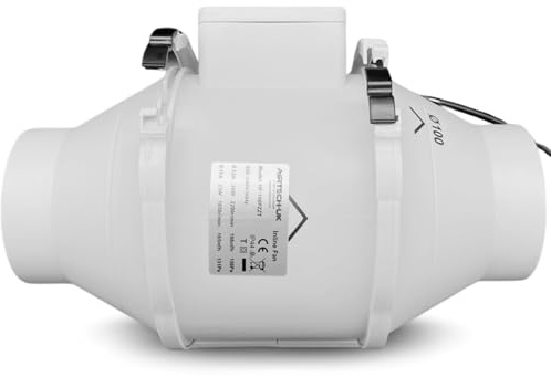 AirTech-UK Elite Inline Extractor Fan 100mm / 4 inches - Dual Speed Bathroom Extractor Fan with Timer - Silent and High Power Inline Fan for Bathroom - Ceiling, Toilet, Loft installation