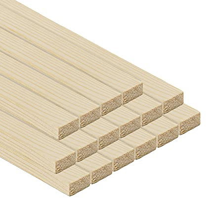 TWE Listelli Legno Massello Abete x 1 Metro Piallati su Quattro Lati con Smusso su Spigoli Made in Italy Confezione da 16 pz (10x20x1000) mm