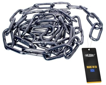NAJDER Edelstahlkette 20m, Edelstahl Ketten, Sicherungskette, Kette Hängesessel, Absperrketten, Max 610kg, Langglied 4mm x 20m, DIN 763, Dicke 4mm, Edelstahl A4, Inox, AISI 316, Premium Qualität