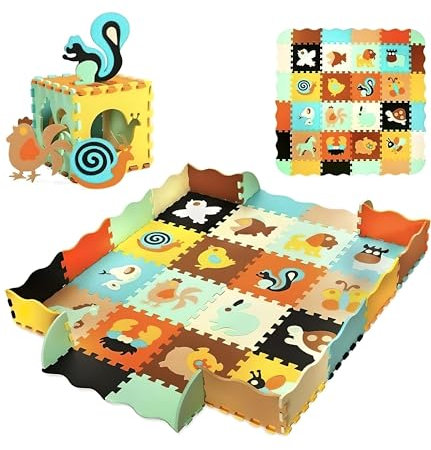 ASENME Alfombras para Bebes de 36 Piezas XL 1,45x1,45 Metros, multitextura (Multicolor)