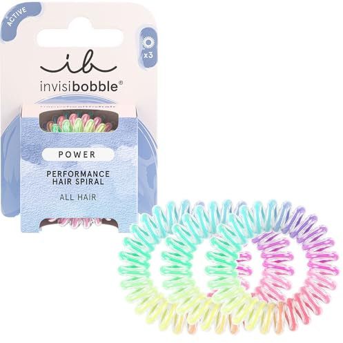invisibobble Power Magic Rainbow, Buntes Spiral Haargummi für Dickes Haar & Aktiven Lebensstil, HAIRLOVETECH™ Technologie, starker Halt & Komfort, ideal für Damen & Mädchen, 3 Stück