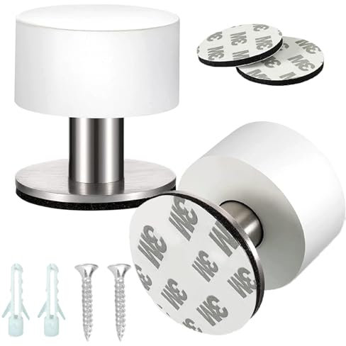 Youery 2 Pezzi Fermaporta a Pavimento Inossidabile in Gomma con Viti e Adesivo, da Muro per Proteggere Porte e Pareti - per Ufficio, Hotel, Camerette