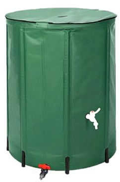MBBTAG Portable Rain Barrel, PVC Mesh Rain Barrel Water Collector, with Faucet, Foldable Outdoor Rain Barrel, Rain Water Catcher, Emergency Water Supply, Can Irrigate Garden Plants(Green,40x40x78cm)