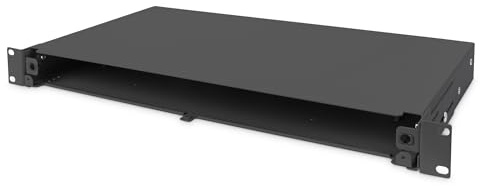 DIGITUS FO Caja de Empalme - Panel de conexión de Fibra óptica - 19 Pulgadas 1U - Sin Montar y sin Tapa - Negro