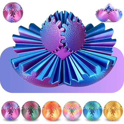 Gear Ball Fidget Spielzeug Steampunk Zahnrad Kugel Stressabbau Sensorisches Spielzeug autistische Kinder Erwachsene 3D Gedruckt Lustiges Geburtstagsgeschenk Weihnachten Ostern (Ombre Lila,6 cm)