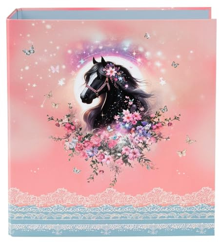 goldbuch 33 141 Luna Lever Arch File 28.5 x 32 x 8 cm Art Print Cover Metal Lever Mechanism Horse Motif Folder for Girls and Boys Standing Folder Pink