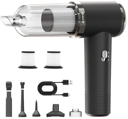 letiziai Aspirador de Mano, 5200mAh Mini Aspiradora de Mano Sin Cable para Coche y Hogar, 3 en 1 Aspirador Coche Potente Aspiratore Auto con Carga USB, Eliminación Pelo Mascotas