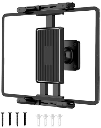 XXHUO Universal Tablet Wall Mount, 360°Adjustable Wall Mounted Tablet Holder For 4.7-15 Inch Phone Laptop Wall Mount Compatible With HD Drilled Screw Mounting