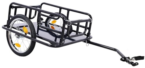 Remolque de carga para bicicleta, carro plegable con ruedas de 16 pulgadas, reflectores, carrito de almacenamiento para equipaje y herramientas