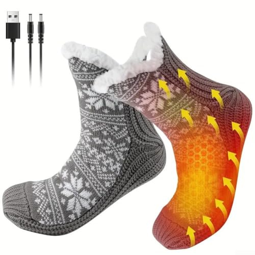 Getdoublerich Chauffe-Pieds électrique Chauffants, Chaussons Chauffants USB pour Femme, Chaussons Chauds pour l'hiver, avec Doublure en Peluche Semelles antidérapantes, Lavable en Machine