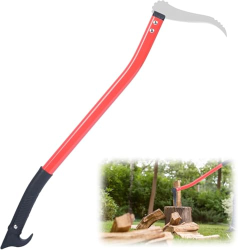 ohbien Sappie Handsappie mit Alustiel 72 cm, Handsappel mit Gezahnter Schneide entfernen von Ästen und Spalten von Holz, Rot