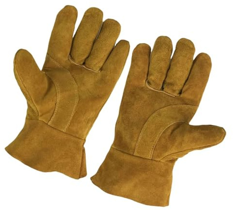 Guantes de soldadura de piel de vaca, protección antideslizante para moler, manejo y trabajo de construcción, guantes de molienda resistentes