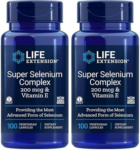 Life Extension, Selenium Complex & Vitamine E (Complexe de Sélénium), 100 Capsules végétaliennes, Sans Gluten, Végétarien, Sans Soja, Sans OGM (Lot de 2)