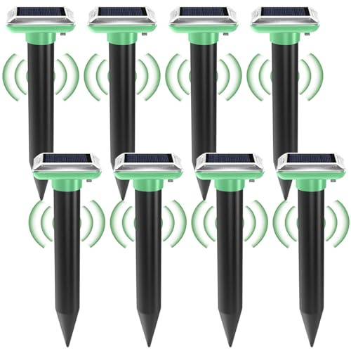 GAOUTO 8 pezzi distributori solari: spaventapasseri solari, repellente per talpe, talpe a ultrasuoni, antiparassitari per il giardino
