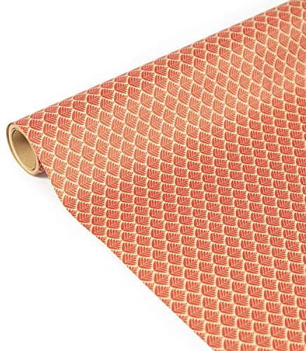 Clairefontaine 223825C - Rolle Geschenkpapier Tiny rolls Kraft mit Schuppermuster (5 m x 0,35m, innovative Breite, einfach zum Transportieren, 70g, Blauer Engel) 1 Rolle, rot