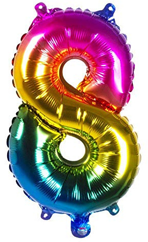 Boland - Palloncino gonfiabile a forma di cifra, misura 36 cm, colori arcobaleno, numero, palloncino, elio, compleanno, giubileo, anno di vita, festa a sorpresa, decorazione