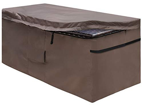 MunteLock Copertura protettiva per scatola da giardino, con coperchio con cerniera e presa d'aria, impermeabile, marrone Oxford 420D (123 x 55 x 62 cm)