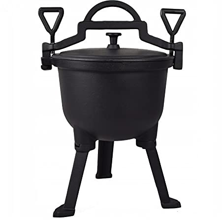 Eisenkessel Camping Dutch Oven Feuerkessel Afrikanischer Feuertopf aus Gusseisen (10 L #E07483)
