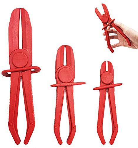 MMOBIEL 3 piezas Pinza de abrazadera para manguera, para manguera de combustible, líneas de gas, radiador, mangueras de líquido refrigerante, mangueras de freno en 3 tamaños diferentes - Rojo