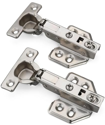 Luokim 26mm Mini Cup Soft Close Hinge for Thin Door Half Overlay Concealed Cabinet Hinge with Screws Nickel Finish 10 Pcs