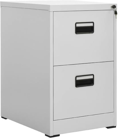 vidaXL Classeur Armoire à Dossiers Armoire de Classement Stockage de Fichiers Meuble de Classement Bureau Intérieur Gris Clair 46x62x72,5 cm Acier