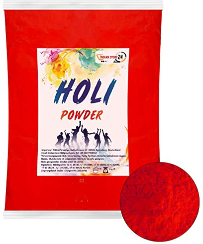 Holi Gulal, polvere solubile in acqua, Natural Festival, servizio fotografico, Rangoli Colors, arcobaleno, powder holy, sacchetto colorante, per foto, feste, baby shower (rosso, 1 kg)