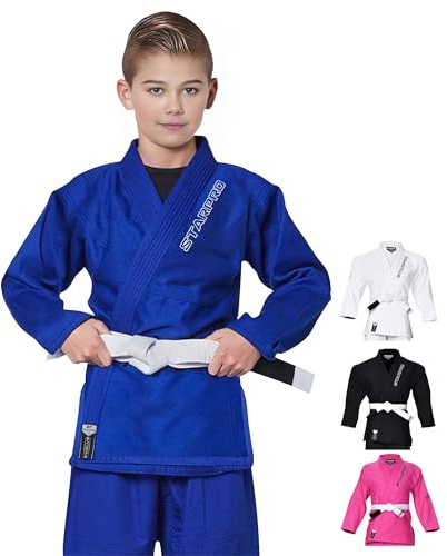 Starpro Evolve Bambini Preshrunk Premium Jiu Jitsu, BJJ Gi Molte Dimensioni e Colori Gi Jujitsu, Gi Light BJJ, Gi Jiu Jitsu, Gi Juijitsu, Gi BJJ, Gi BJJ Junior