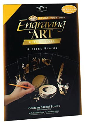 Pracht Creatives Hobby Royal & Langnickel - Kratzbilder Set zum Selbstgestalten, Gold, 6 Stück, Kratzbilder für Kinder und Erwachsene