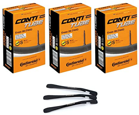 3er Set Continental Schlauch Cross SV60 28 Zoll 32/47-622 mit 3 MSZweirad Reifenheber