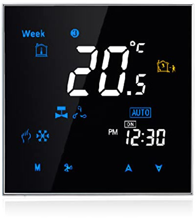 Hyexu Four Pipe Intelligent Room Thermostat Digital Programmable Temperature Controller for Air Conditioner (BAC-3000EL, Black)