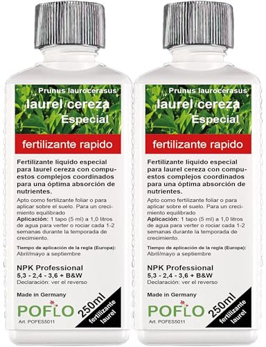 Fertilizante de laurel cereza, abono de laurel Prunus laurocerasus, abono líquido premium de la línea profesional (500ml)