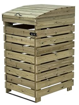 Arbor Garden Solutions BinBreeze wheelie bin storage unit, wooden outdoor cover, recycling box storage (Single, without shelf)
