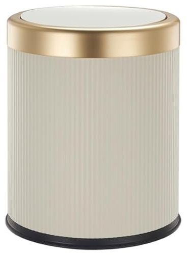 8L vit och guld Glint pushbox i plast - papperskorg, kontor, badrum, campingbil, kompakt och elegant