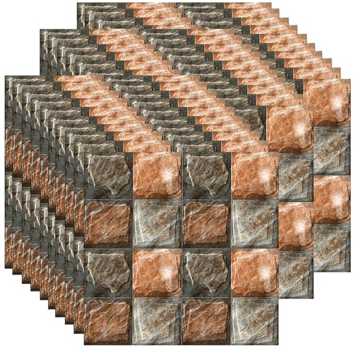 Ledeak Adesivi per Piastrelle Bagno, 30 Pezzi PVC Impermeabile Adesivo Murale, Resistenti ai Graffi e Rimovibili Piastrelle Adesive, Paraschizzi Mattonelle Adesivo (Modello di Pietra)