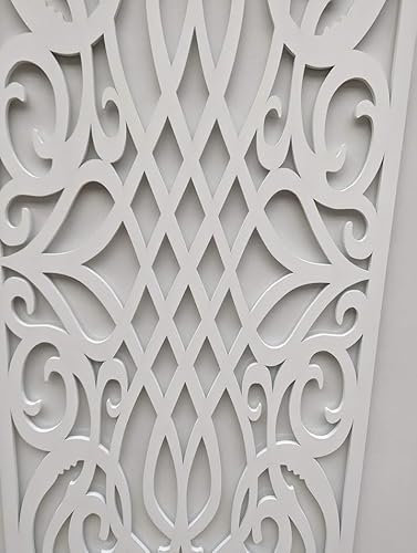 Wooden mesh Decorative Panel, Wall partition, Radiator Cover Grille, Cut-Outs, Kitchen Furniture, Laser Cut in 6mm Thick MDF (Size 1200mm x 500mm) G4 Pattern. Made in The UK. (Primed White)