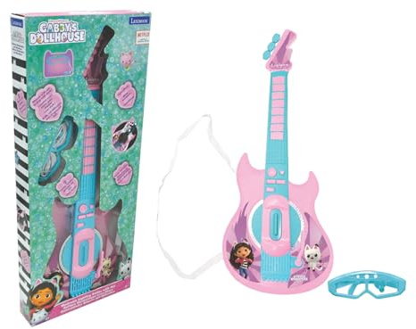 Lexibook, Gabby et la Maison Magique Guitare Électronique, K260GDH | Microphone et lunettes incluses, 2 modes de jeu, chansons de démo, Effets lumineux
