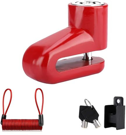 GisWell E Scooter Schloss - Schloss für e Scooter, Roller Scheibenbremse Schloss, Bremsscheibenschloss, Motorrad Bremsscheibenschloss, Fahrrad Bremsscheibe Bremsscheibenschloss(Rot)