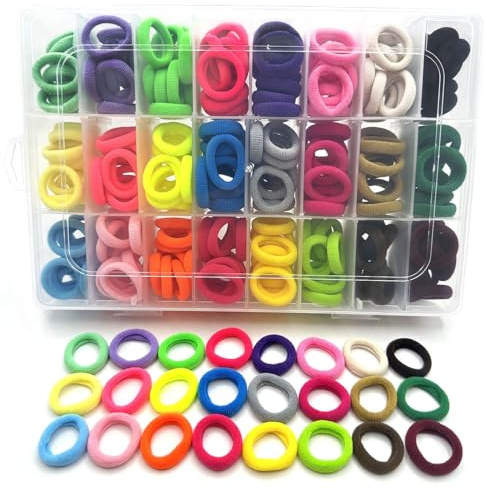 288 Pcs Toddler Hair Ties, Soft Seamless Cotton Hair Ties, Multicolor Small Hair Bands for Little Girls and Kids, Elastic Hair Accessories Ponytail Holders (24 Colors)