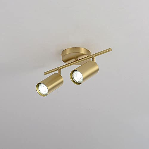Adjustable Ceiling Spotlight Brass Surface Mounted Accent Spots Lamp, Modern Copper Mount Light Fixtureas, Directional Spotlights for Living Room Gallery Kitchen