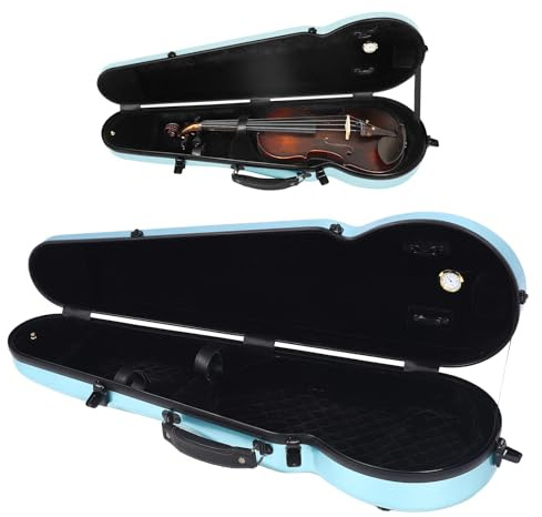 Violinfodral, Kolfiberförtjockat foder Violin Hard Case Inbyggd hygrometer, Professionell bärbar violinlåda i full storlek med 2 axelremmar för 4/4 violin
