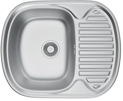 Melanstar Fregadero empotrable de acero inoxidable, 60 x 49 cm, con escurridor, incluye desagüe